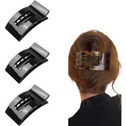 INF Lot de 3 pinces à cheveux carrées vintage léopard - PC, 9.5cm x 5cm x 3cm, ressort haute élasticité Le noir