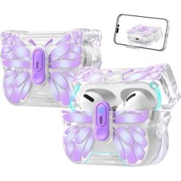 INF Étui de protection papillon en TPU compatible avec Apple AirPods 4 - Anti-rayures, anti-poussière Violet