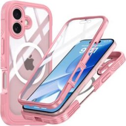 INF Coque Rose Antichoc en Verre Trempé 9H Compatible avec iPhone 17 avec Charge Magnétique Sans Fil