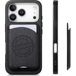 INF Étui en cuir PU noir avec porte-carte magnétique compatible avec iPhone 17 Pro Max