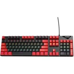 INF Clavier Mécanique Filaire Rétroéclairé Arc-en-ciel Commutateur Bleu Remplaçable à Chaud 104 Touches Noir rouge