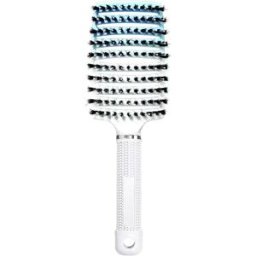 INF Brosse à cheveux incurvée dégradée en poils de sanglier pour volume et coiffage anti-statique Bleu