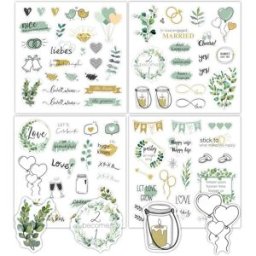 INF Ensemble d'autocollants de mariage (4 pièces) Vert