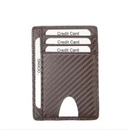 INF Portefeuille mince en cuir véritable avec blocage RFID pour hommes café