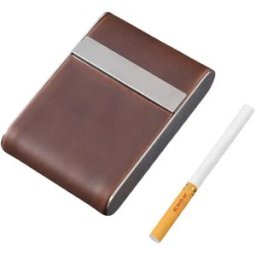INF Étui à Cigarettes Moyen en Cuir PU avec Fermeture Magnétique - Contient 20 Cigarettes Slim Marron