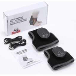 INF Masseur de cheville chauffant sans fil Duo - Rechargeable 3000mAh, Températures réglables 50/55/60/65°C & Double vibration, Le noir