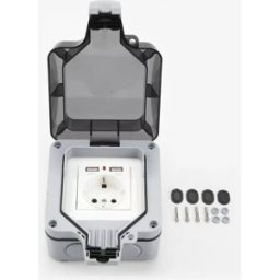 INF Prise murale étanche avec couvercle, avec 2 ports USB