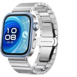 INF Bracelet en acier inoxydable style bambou compatible avec Huawei Watch Fit 4/Fit 4 Pro Argent