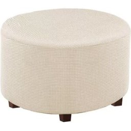 INF Housse Moderne Ronde pour Pouf - Couleur Unie, Épaissie, Housse Complète pour Repose-Pieds Abricot Petit