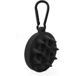 INF Brosse de bain pour animaux de compagnie en silicone noir avec boucle noire - Ronde, Massage & Toilettage