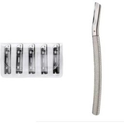 INF Rasoir à sourcils en alliage de zinc - Micro-lame monobloc métallique avec lames en acier inoxydable remplaçables, Gris