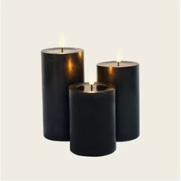 INF Ensemble de 3 bougies LED sans flamme Série Magic Black avec télécommande - Diamètre 7,5 cm