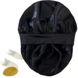 INF Bonnet de nuit sans trace effet soie ajustable - Bande élastique compatible avec toutes les tailles de tête, Portable, Chaud Le noir