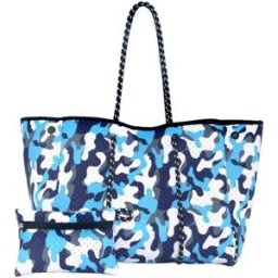 INF Sac cabas de plage en néoprène imperméable imprimé léopard camouflage, 45cm x 18cm