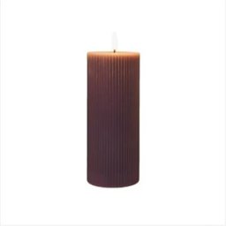 INF Bougie électronique LED série pilier rayé violet nuit noire - Sans flamme et décorative