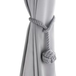 INF Embrasses de Rideaux en Corde de Coton Faits Main avec Boule - Ensemble de 2, Style Nordique Gris