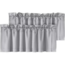 INF Ensemble de 2 rideaux occultants courts en polyester pour chambre à coucher et salon Gris clair