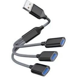 INF Adaptateur répartiteur de concentrateur USB à 3 ports Le noir