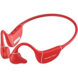 INF Casque à conduction osseuse Seahorse Series Bluetooth avec lecteur MP3 intégré, silicone et alliage de titane, Bluetooth Rouge