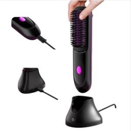 INF Brosse Lissante Chauffante Ionique LCD Portable Sans Fil pour un Coiffage Facile Le noir