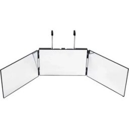 INF Grand miroir de maquillage grossissant à trois volets - Miroir de courtoisie suspendu et extensible Le noir