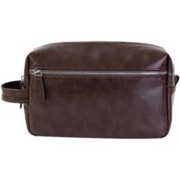 INF Trousse de toilette pour homme, trousse de toilette de voyage en cuir PU avec poignée Café noir