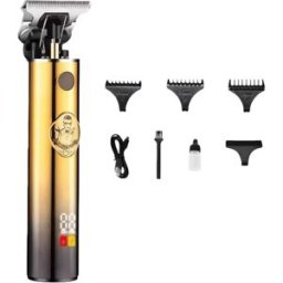 INF Tondeuse à cheveux électrique dorée avec écran LCD, lame en céramique et longueur réglable, compatible avec Huawei,