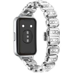 INF Bracelet métal incrusté de strass compatible avec Huawei Band 11/11 Pro - Alliage de zinc, remplacement scintillant Argent