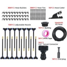 INF Kit de brumisation universel 15m avec buse rotative et tuyau PE renforcé pour jardin et espaces verts