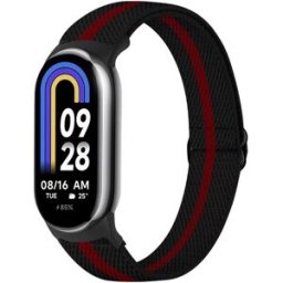 INF Bracelet de montre élastique en nylon pour Xiaomi 8/9 (14 mm) rouge+noir