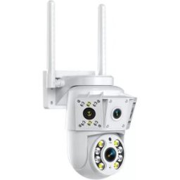INF Caméra de sécurité WiFi à double objectif : 1080P HD, vision nocturne couleur, surveillance à distance