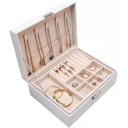 INF Coffret à bijoux portable à double couche avec serrure Blanc