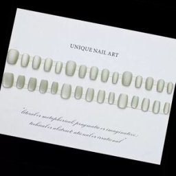 INF Ongles à Coller Vert Lait Œil de Chat Élégants - Ensemble de 24 Pièces