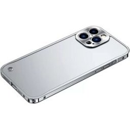 INF Élégant boîtier bumper en alliage d'aluminium argenté avec boucle hippocampe, non magnétique, compatible avec iPhone 17