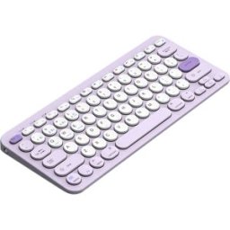 INF Clavier sans fil double mode - 78 touches à ciseaux, rechargeable, Bluetooth basse consommation, appairage multi-appareils Violet