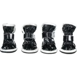 INF Bottes de neige imperméables pour animaux de compagnie, chiens de petite à moyenne taille - Ensemble de 4, Cuir PU noir L