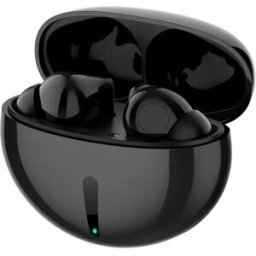 INF Écouteurs TWS Bluetooth sans fil compatibles avec Single-Mic ANC, finition métallique, son stéréo et boîtier de charge Le noir