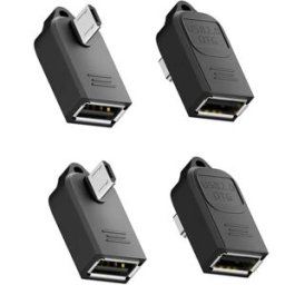 INF AMC-03 Adaptateur OTG Micro USB Anglé Gauche avec Porte-clés, USB A femelle vers Micro B mâle, USB 2.0 480Mbps, Charge