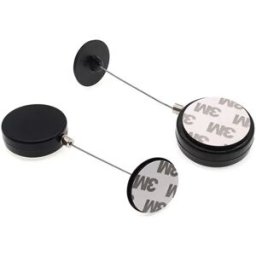 INF Bobine de câble rétractable - Noir, 1m, boucle de verrouillage et capuchon en fer (paquet de 2)