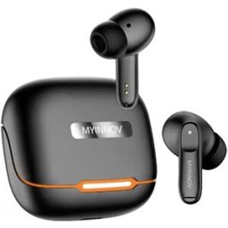 INF Écouteurs Bluetooth sans fil avec quatre micros ENC pour une clarté sonore Noir + Orange