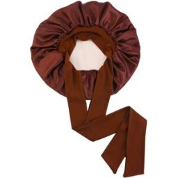 INF Bonnet de Nuit Élastique en Satin Double Épaisseur - Café