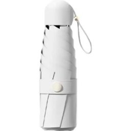 INF Parapluie pliant capsule mini 12 baleines, double armature anti-vent, protection solaire UPF50+ avec étui capsule, portable Blanc