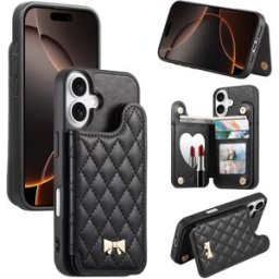 INF Étui Portefeuille Chic Compatible avec iPhone 17 - Fentes pour Cartes, Miroir, Fonction Support Le noir