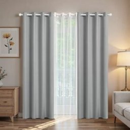 INF Ensemble de 3 rideaux occultants - Panneaux occultants en polyester avec voilage Gris