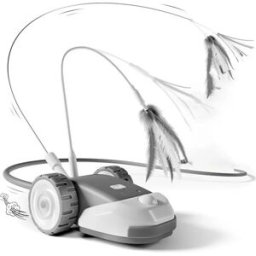 INF Jouet voiture rechargeable pour chat - Activation tactile 2 vitesses, queue et plumes remplaçables, ABS+Silicone+composants Gris