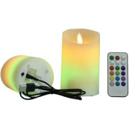 INF Bougie LED Rechargeable Sans Flamme avec Télécommande - 7,5x22cm, Mèche Oscillante