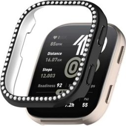 INF Coque de protection compatible avec Amazfit Bip6 (A2435) avec une rangée de strass, design ajouré, couleur noire