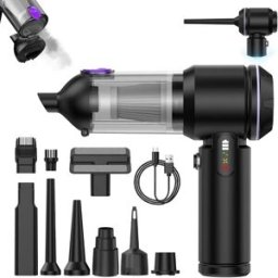 INF Aspirateur de voiture sans fil 2-en-1 haute aspiration 16000mbar, moteur sans balais, batterie 6000mAh et charge rapide Le noir