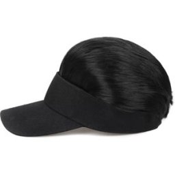 INF Perruque Casquette de Baseball Homme - Chapeau Perruque Noir Tendance