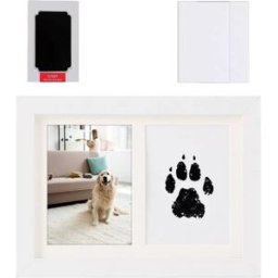 INF Cadre souvenir empreinte de patte de chat et de chien avec tampon encreur - Souvenir parfait pour animaux de compagnie Blanc